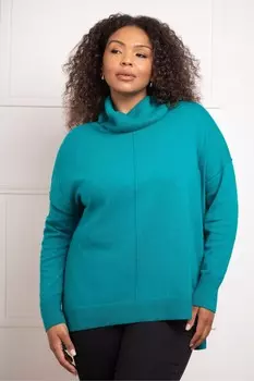 Джемпер с круглым вырезом и изогнутым воротником Live Unlimited, зеленый