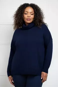 Джемпер с круглым вырезом и изогнутым воротником Live Unlimited, синий