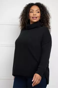 Джемпер с круглым вырезом и изогнутым воротником Live Unlimited, черный