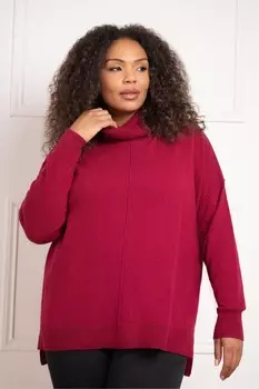 Джемпер с круглым вырезом и изогнутым воротником Live Unlimited, красный