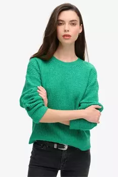 Джемпер с круглым вырезом и начесом Superdry, зеленый