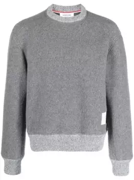 Джемпер с круглым вырезом и нашивкой-логотипом THOM BROWNE, серый