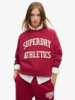 Джемпер с круглым вырезом и объемной аппликацией atheltic essentials Superdry, цвет Bordeaux Red
