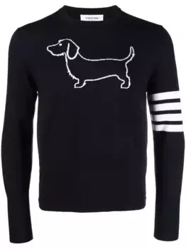 Джемпер с круглым вырезом и полосками 4-Bar THOM BROWNE, синий