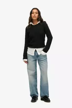 Джемпер с круглым вырезом и приталенным кроем Superdry, черный