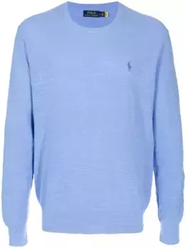 Джемпер с круглым вырезом и вышитым логотипом POLO RALPH LAUREN, синий