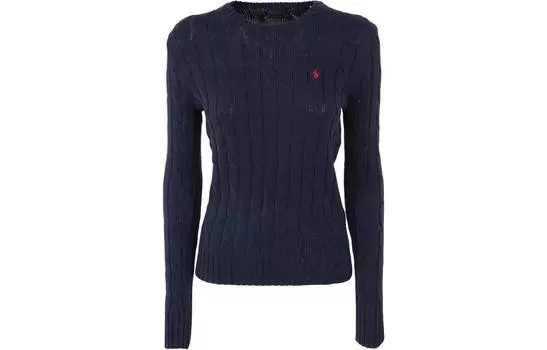 Джемпер с круглым вырезом и вышивкой «Пони» Polo Ralph Lauren, темно-синий