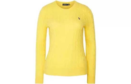 Джемпер с круглым вырезом и вышивкой «Пони» Polo Ralph Lauren, желтый