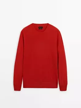 Джемпер с круглым вырезом из 100% кашемира Massimo Dutti, красный