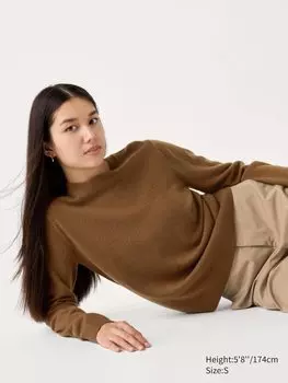 Джемпер с круглым вырезом из 100% кашемира Uniqlo, цвет 36 коричневый