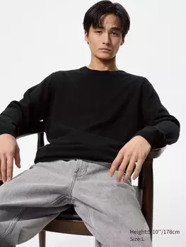 Джемпер с круглым вырезом из 100% кашемира Uniqlo, цвет 09 черный