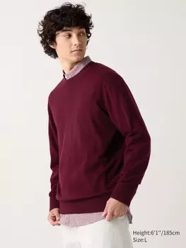 Джемпер с круглым вырезом из 100% кашемира Uniqlo, цвет 18 красный