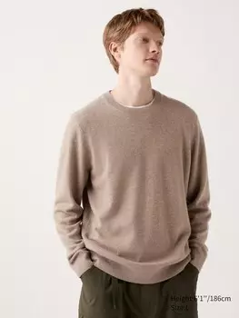Джемпер с круглым вырезом из 100% кашемира Uniqlo, цвет 32 бежевый