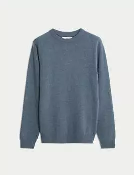 Джемпер с круглым вырезом из чистой экстратонкой овечьей шерсти Marks & Spencer, цвет Light airforce