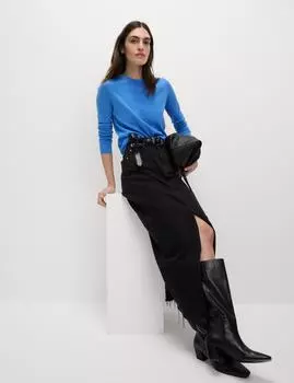 Джемпер с круглым вырезом из чистой мериносовой шерсти Marks & Spencer, цвет Cornflower