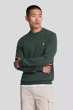 Джемпер с круглым вырезом из хлопковой мериносовой шерсти Lyle & Scott, зеленый