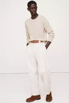 Джемпер с круглым вырезом из итальянской мериносовой шерсти Banana Republic, бежевый