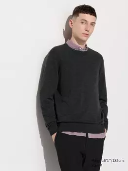 Джемпер с круглым вырезом из мериноса Uniqlo, серый