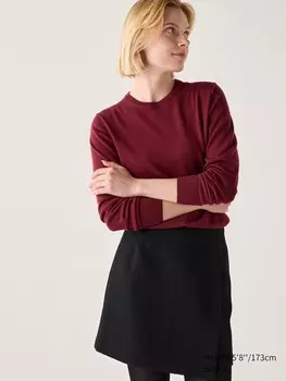 Джемпер с круглым вырезом из мериноса Uniqlo, бордовый