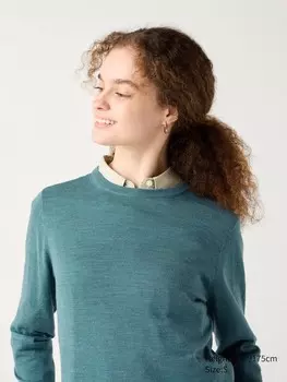 Джемпер с круглым вырезом из мериноса Uniqlo, зеленый