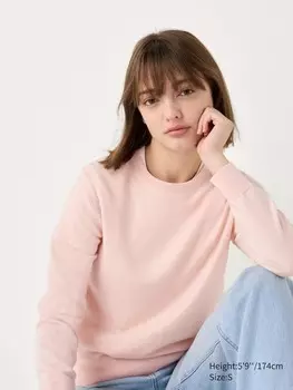 Джемпер с круглым вырезом из мериноса Uniqlo, розовый