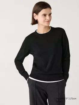 Джемпер с круглым вырезом из мериноса Uniqlo, черный