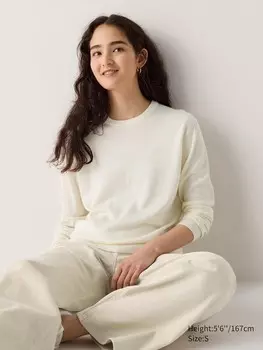 Джемпер с круглым вырезом из мериноса Uniqlo, белый