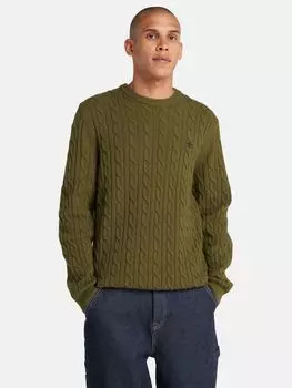 Джемпер с круглым вырезом из овечьей шерсти Timberland, темно-оливковый
