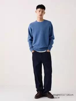Джемпер с круглым вырезом из овечьей шерсти премиум-класса Uniqlo, бежевый