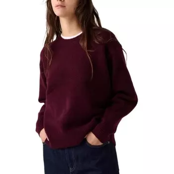 Джемпер с круглым вырезом из пряжи Souffl Uniqlo, бордовый