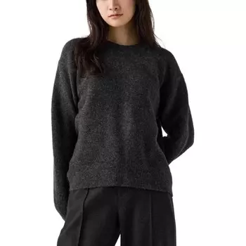 Джемпер с круглым вырезом из пряжи Souffl Uniqlo, темно-серый