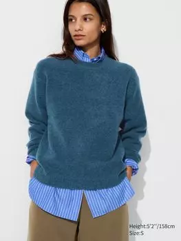 Джемпер с круглым вырезом из пряжи Souffl Uniqlo, синий