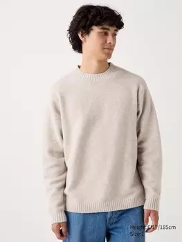 Джемпер с круглым вырезом из пряжи-суфле Uniqlo, бежевый