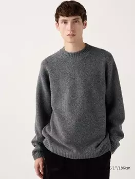 Джемпер с круглым вырезом из пряжи-суфле Uniqlo, серый