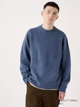 Джемпер с круглым вырезом из пряжи-суфле Uniqlo, синий