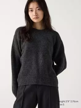 Джемпер с круглым вырезом из пряжи-суфле Uniqlo, серый