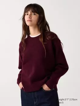 Джемпер с круглым вырезом из пряжи-суфле Uniqlo, бордовый