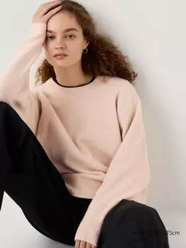 Джемпер с круглым вырезом из пряжи-суфле Uniqlo, розовый