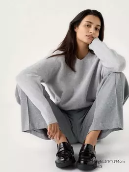 Джемпер с круглым вырезом из пряжи-суфле Uniqlo, серый
