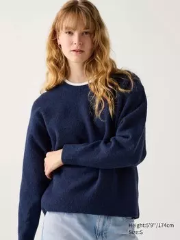 Джемпер с круглым вырезом из пряжи-суфле Uniqlo, синий