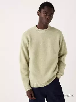 Джемпер с круглым вырезом из пряжи-суфле Uniqlo, цвет 50 зеленый