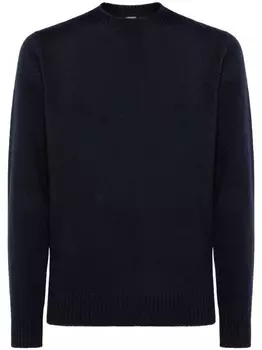 Джемпер с круглым вырезом из темно-синего шерстяного смесового материала Boggi Milano, синий