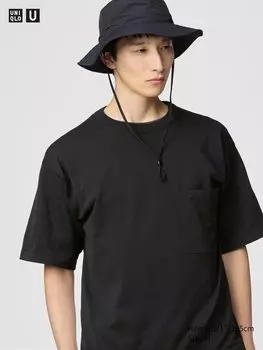 Джемпер с круглым вырезом (короткий рукав) Uniqlo, черный