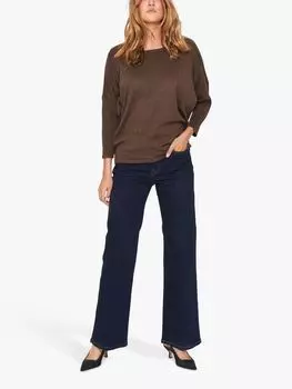 Джемпер с круглым вырезом Mila Saint Tropez, майор коричневый меланж