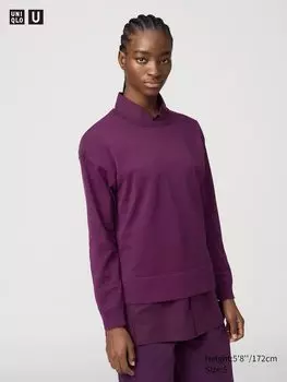 Джемпер с круглым вырезом Uniqlo, фиолетовый