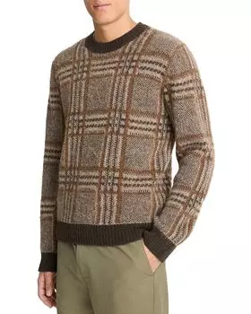 Джемпер с круглым вырезом в клетку Glen Plaid Vince, мультиколор