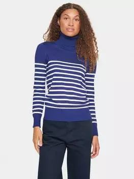 Джемпер с круглым вырезом в полоску от mila Saint Tropez, синий/белый