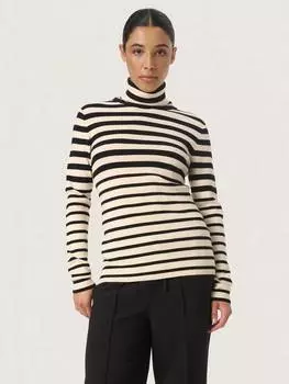 Джемпер с круглым вырезом в полоску с шипами Soaked In Luxury, черный/белый