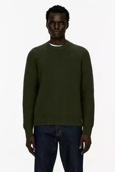 Джемпер с круглым вырезом в рубчик Arket, зеленый