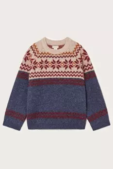 Джемпер с круглым вырезом в стиле фэр айл Monsoon, синий